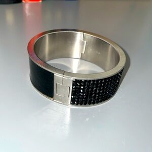 Jet black Swarovski hinged bangle